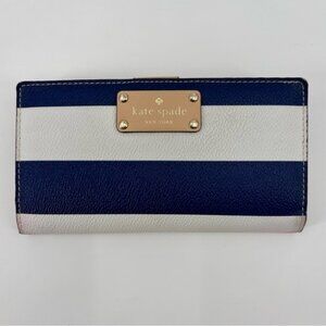 Kate Spade blue and white leather wallet with a nautical theme
